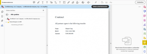 Manipulierte PDF-Verträge
   
    Manipulierte PDF-Verträge